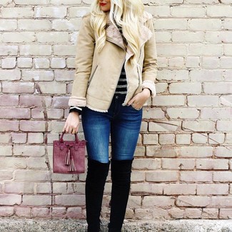 Как носить короткую дубленку с водолазкой женщине