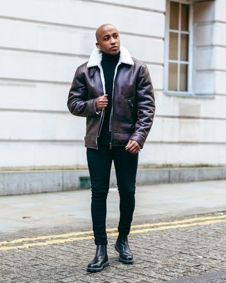 Как носить короткую дубленку с водолазкой мужчине