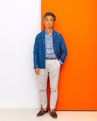 Как носить куртку-рубашку с топсайдерами