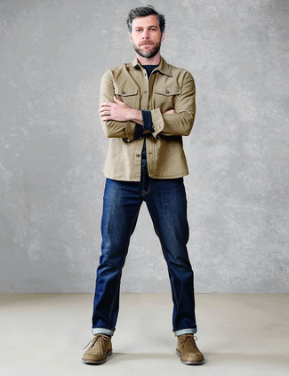 Как носить куртку-рубашку с ботинками дезертами