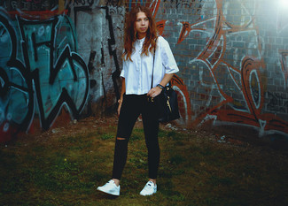 Как носить рубашку с коротким рукавом с джинсами женщине