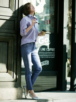 С чем носить серебряные туфли на плоской подошве