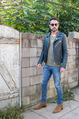 С чем носить серебряную кожаную косуху мужчине