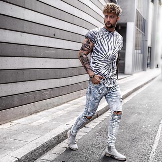 С чем носить серебряные кожаные ботинки мужчине