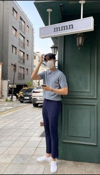 С чем носить серебряную футболку-поло мужчине