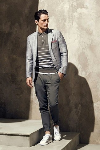 С чем носить серебряную футболку-поло мужчине