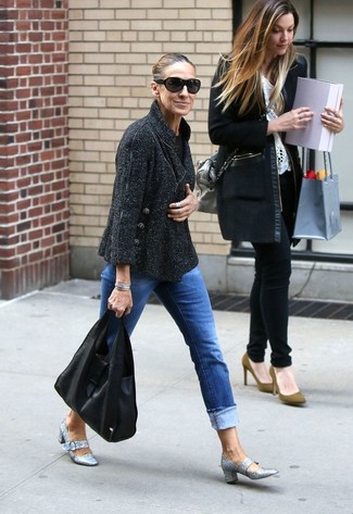 С чем носить серебряные туфли