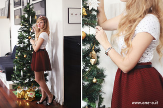 Как носить короткую юбку-солнце с туфлями