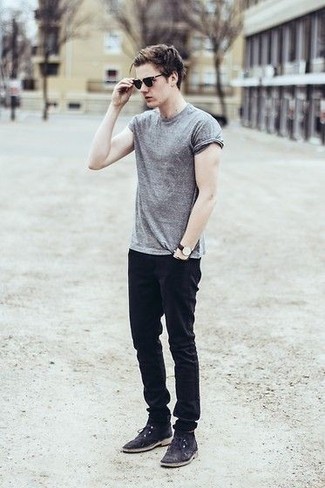 Как носить зауженные джинсы с ботинками дезертами