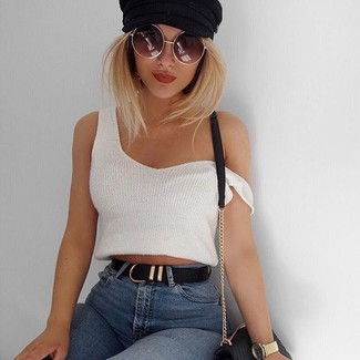 Как носить джинсы скинни с майкой