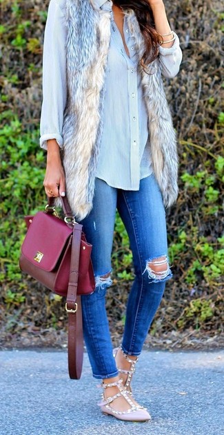 Как носить джинсы скинни с безрукавкой