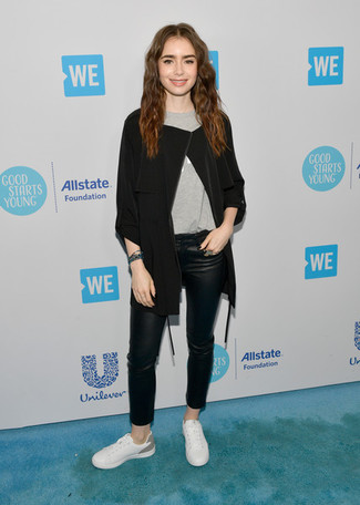 Как носить узкие брюки с пальто