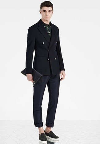 Как носить слипоны с двубортным пиджаком мужчине