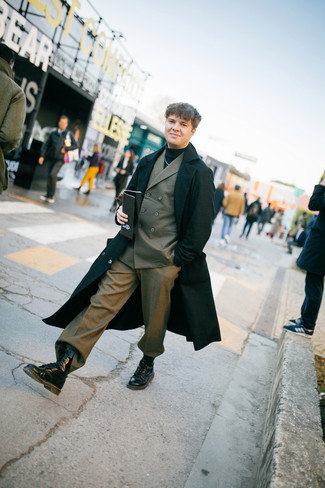 Как носить костюм с длинным пальто