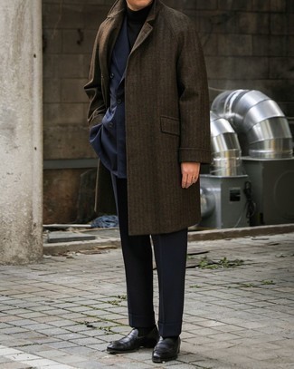 Как носить костюм с длинным пальто