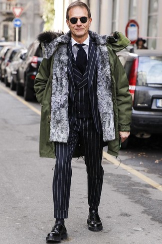 Как носить костюм с паркой