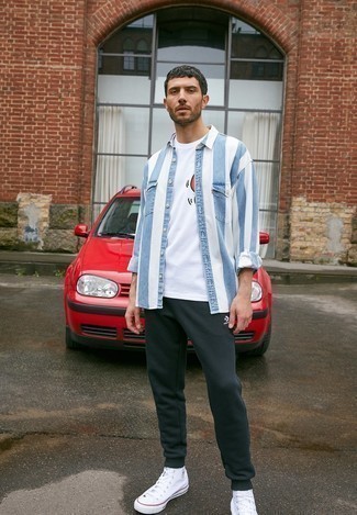 Как носить спортивные штаны с высокими кедами мужчине