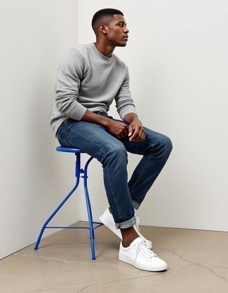 Как носить свитшот с джинсами мужчине