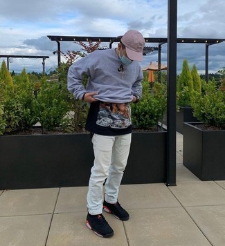 Как носить свитшот с джинсами мужчине