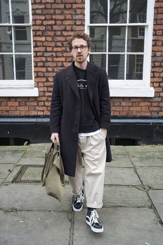 Как носить свитшот с длинным пальто