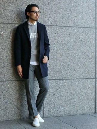 Как носить свитшот с длинным пальто