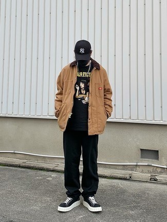 С чем носить светло-коричневую куртку с воротником и на пуговицах