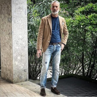 Какие лоферы носить с светло-коричневым пиджаком мужчине