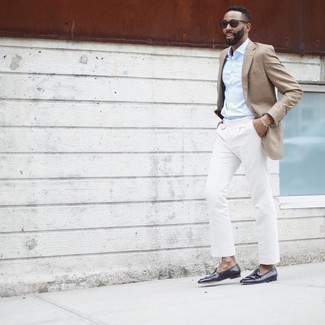 Какие монки носить с светло-коричневым пиджаком