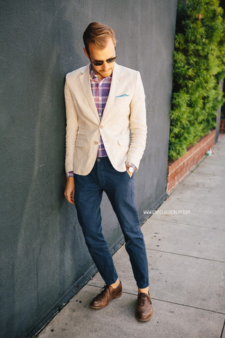 Какие оксфорды носить с светло-коричневым пиджаком