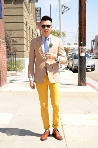 Какие оксфорды носить с светло-коричневым пиджаком