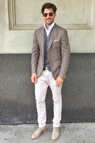 Какие пиджаки носить с светло-коричневыми брогами