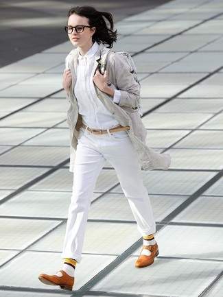 С чем носить светло-коричневые броги женщине