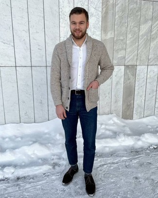 Какие туфли дерби носить с светло-коричневым кардиганом