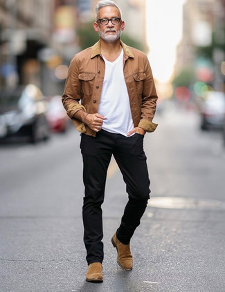 Какие брюки чинос носить с светло-коричневыми ботинками челси