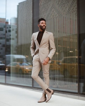 Какие костюмы носить с светло-коричневыми ботинками челси