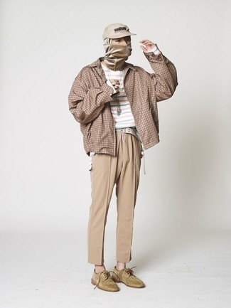 Какие куртки харрингтон носить с светло-коричневыми туфлями дерби