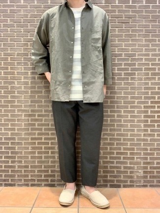 С чем носить светло-коричневые эспадрильи мужчине