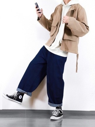 Какой худи носить с светло-коричневой курткой харрингтон