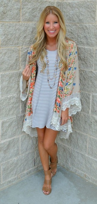 С чем носить светло-коричневое кимоно