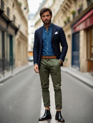 С чем носить светло-коричневый кожаный ремень мужчине