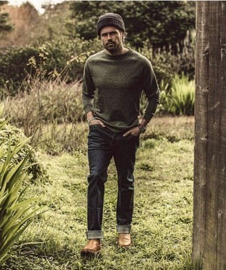 С чем носить светло-коричневые кожаные ботинки мужчине