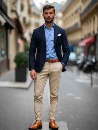 С чем носить светло-коричневые кожаные броги