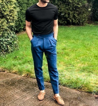 С чем носить светло-коричневые кожаные туфли дерби