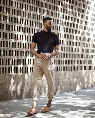 С чем носить светло-коричневые кожаные монки с двумя ремешками