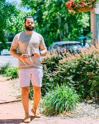 С чем носить светло-коричневые кожаные мокасины мужчине