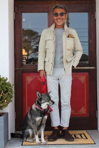 С чем носить светло-коричневые кожаные перчатки мужчине