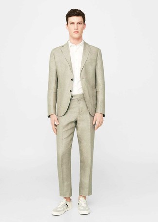 С чем носить светло-коричневый льняной пиджак мужчине