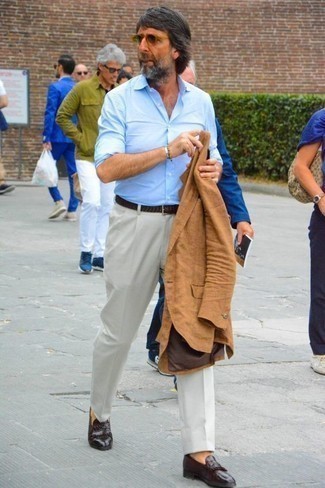 С чем носить светло-коричневый льняной пиджак мужчине