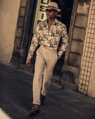 С чем носить светло-коричневые льняные брюки мужчине