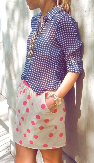 С чем носить светло-коричневую мини-юбку